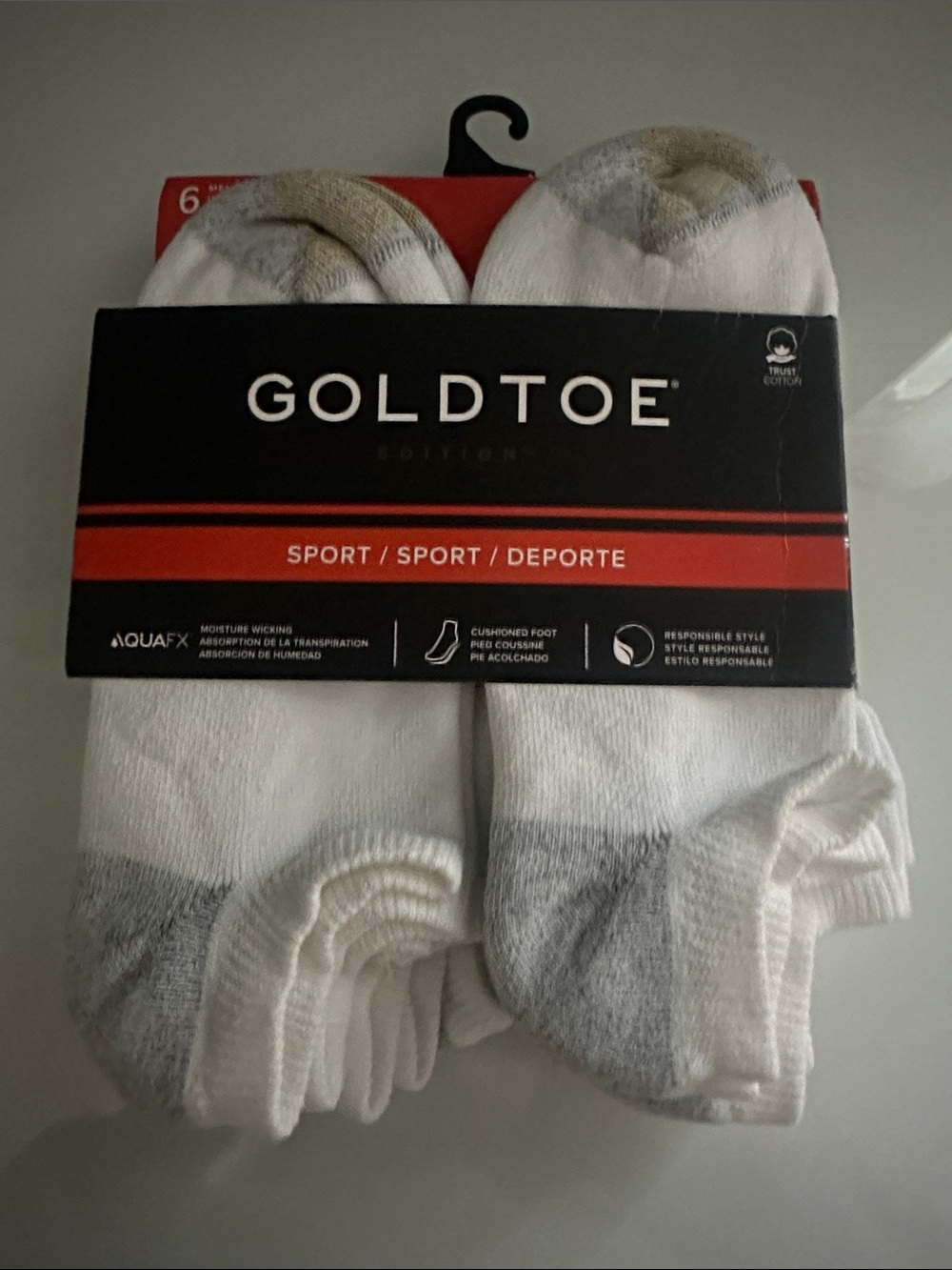Gold Toe White No-Show Athletic Socks with Gray Accents